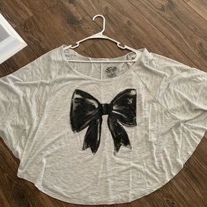 XXL Black and Gray Bow Blouse